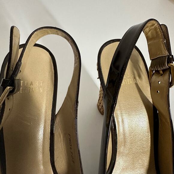 Stuart Weitzman Women's Woven Open Square Toe Ankle Strap Heels Size 9.5 - Picture 4 of 12